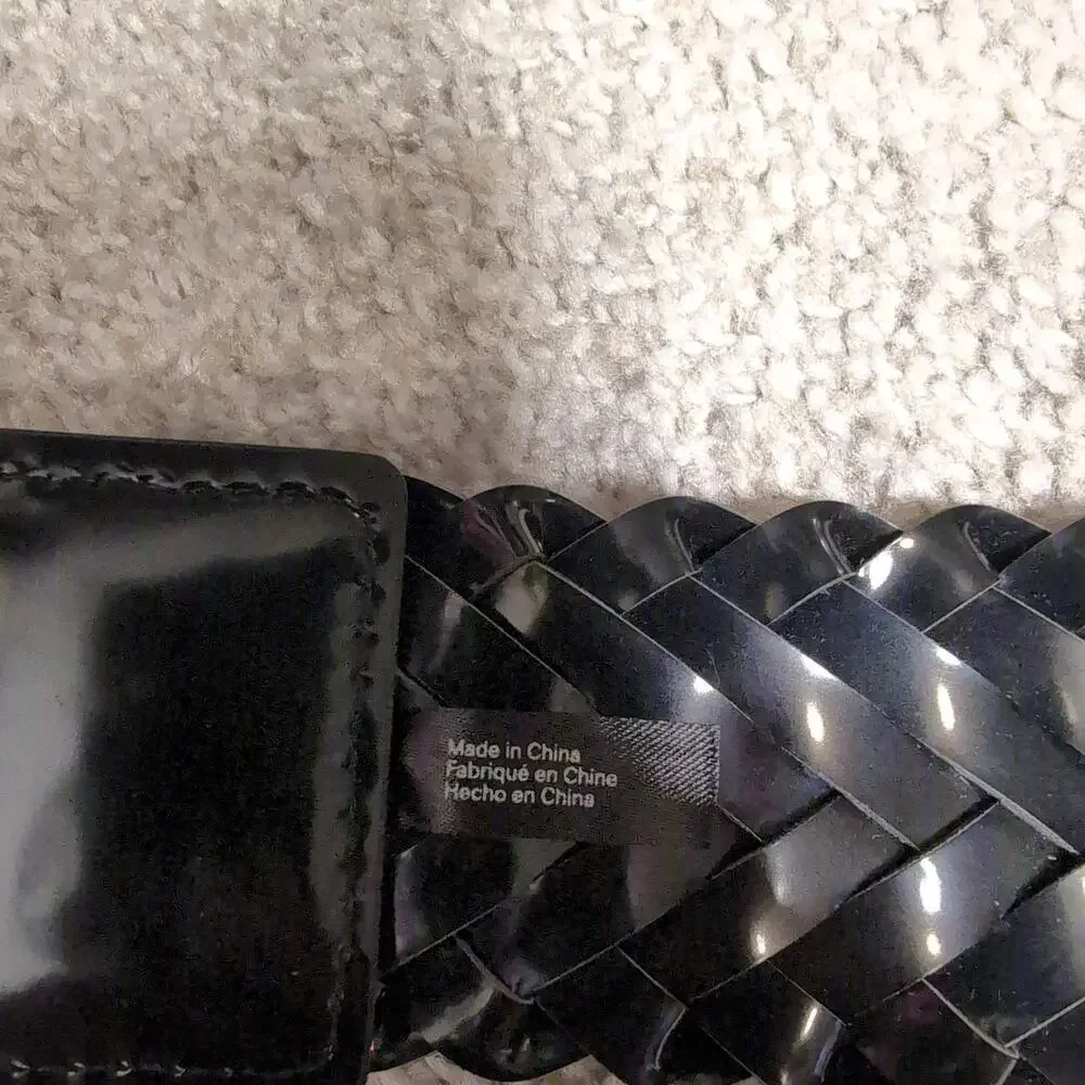 Black Braided Patent Leather Belt